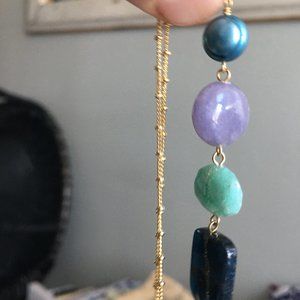 Gold and semi-precious stone mix necklace and earrings